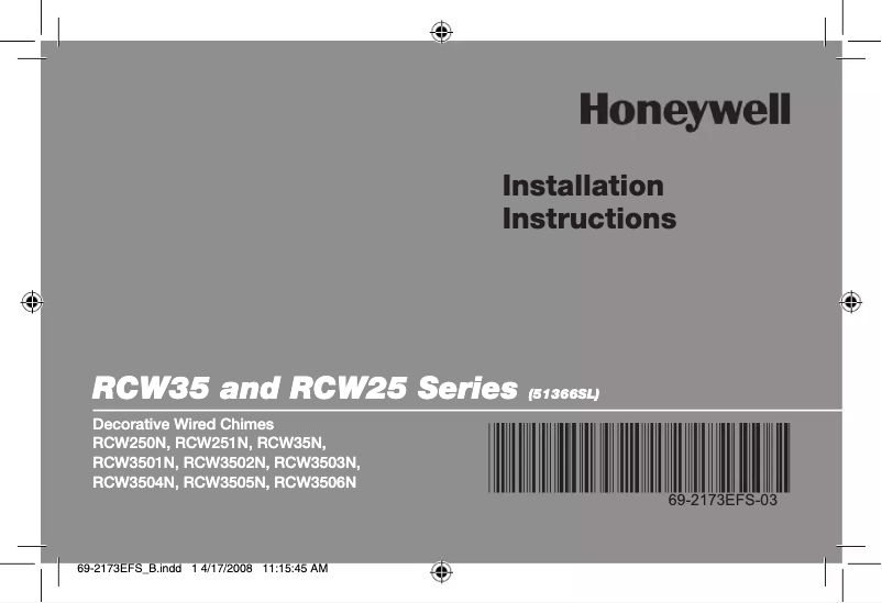 Page n°1 - Manuel utilisateur Honeywell RCW3504N