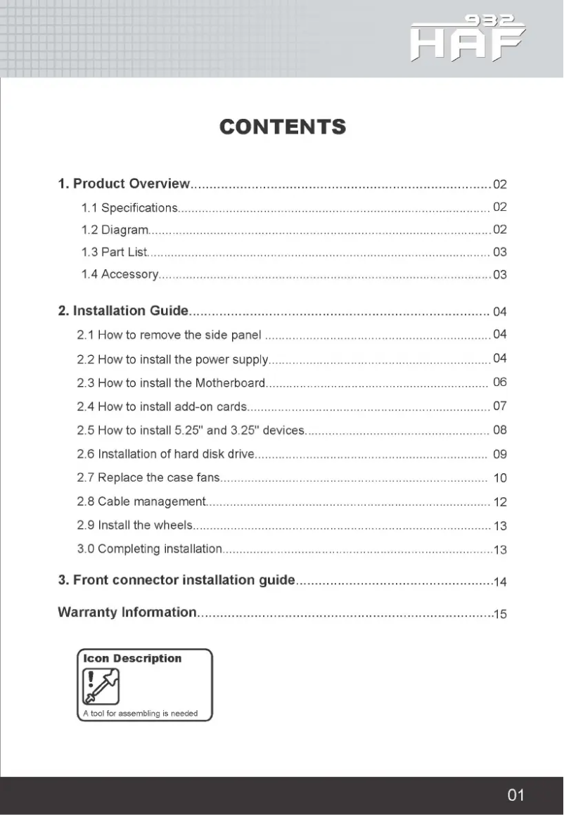 Page 1 de la notice Manuel utilisateur Cooler Master HAF 932
