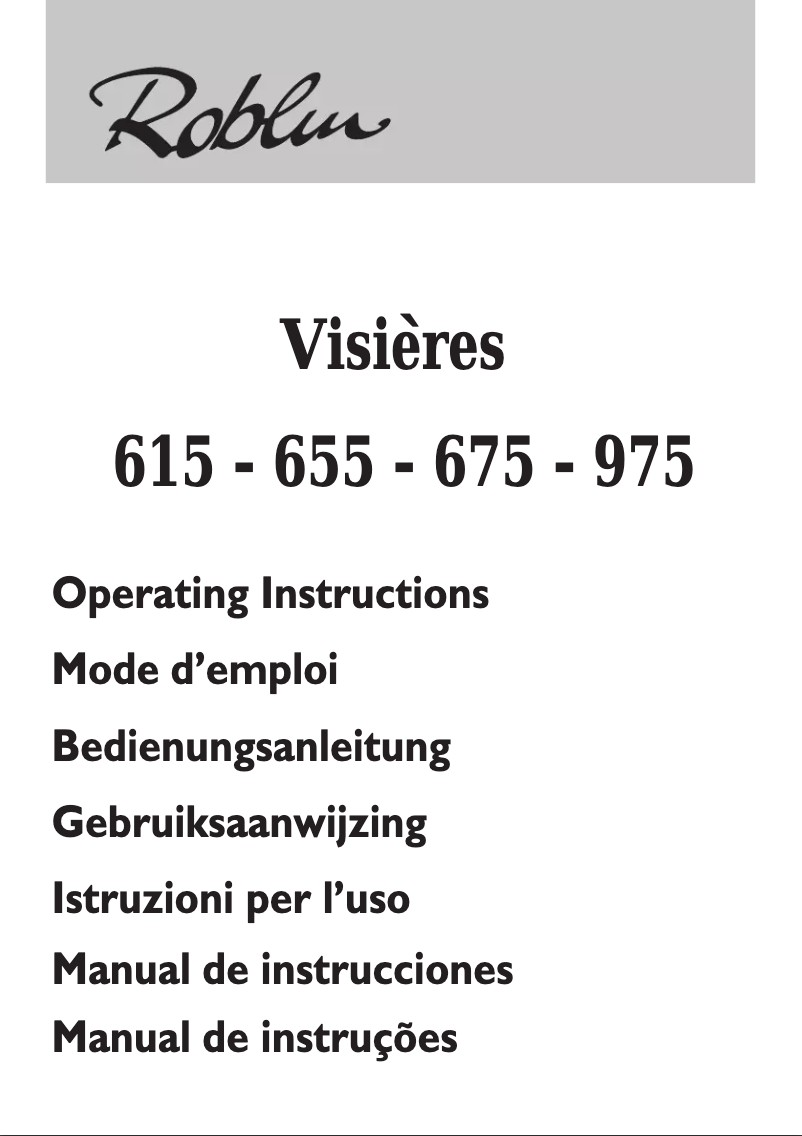 Page n°1 - Manuel utilisateur Roblin Visières 655
