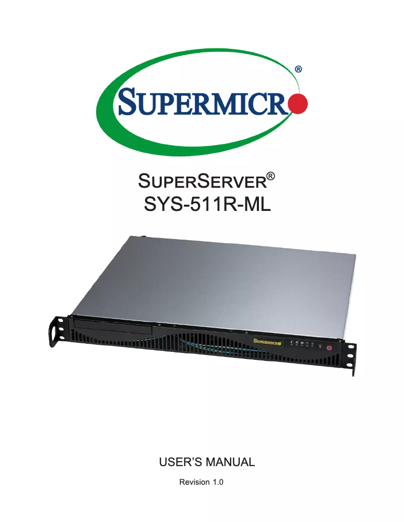 Page 1 de la notice Manuel utilisateur Supermicro SuperServer SYS-511R-ML