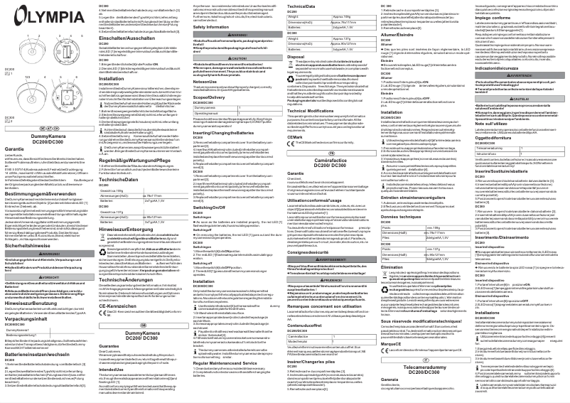 Page 1 de la notice Manuel utilisateur Olympia DC300