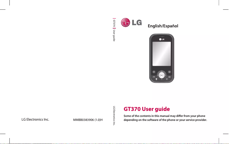 Page n°1 - Manuel utilisateur LG GT370
