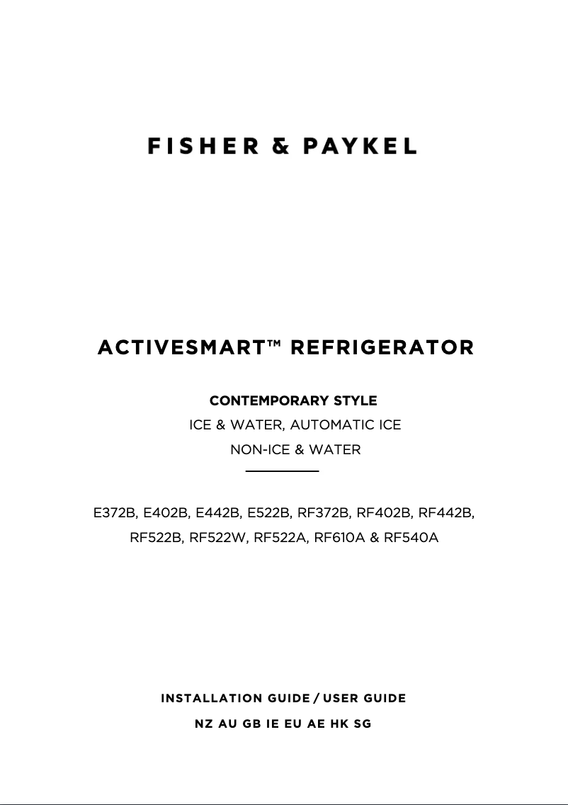 Página 1 del manual Guía de instalación Fisher & Paykel RF610AZUB6