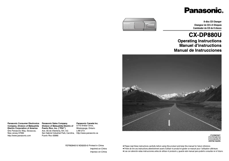 Page 1 de la notice Manuel utilisateur Panasonic CX-DP880U