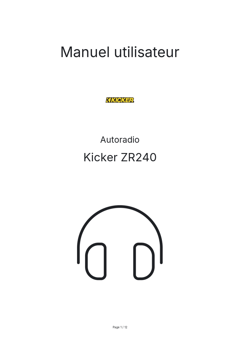 Image de la première page du manuel de l'appareil ZR240