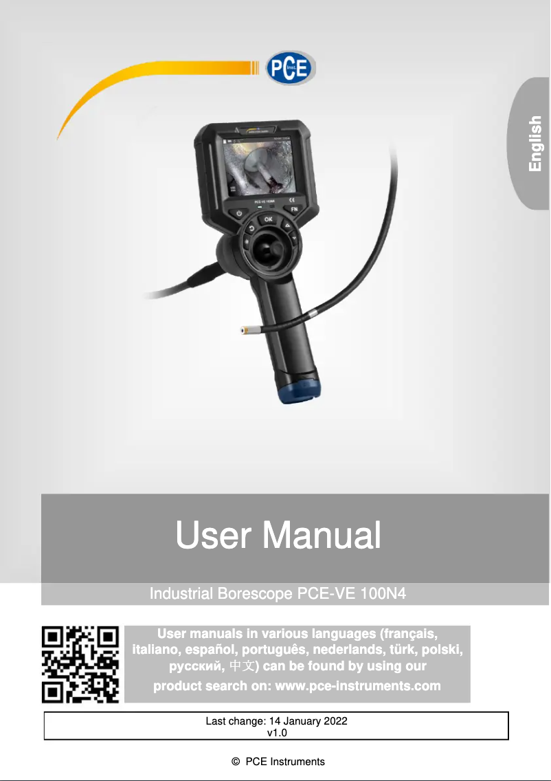 Image de la première page du manuel de l'appareil PCE-VE 100N4