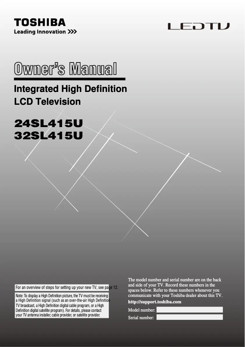 Page n°1 - Manuel utilisateur Toshiba 24SL415U