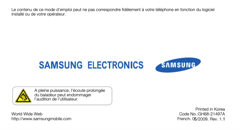 Page n°1 - Manuel utilisateur Samsung Ultra Style GT-S7350