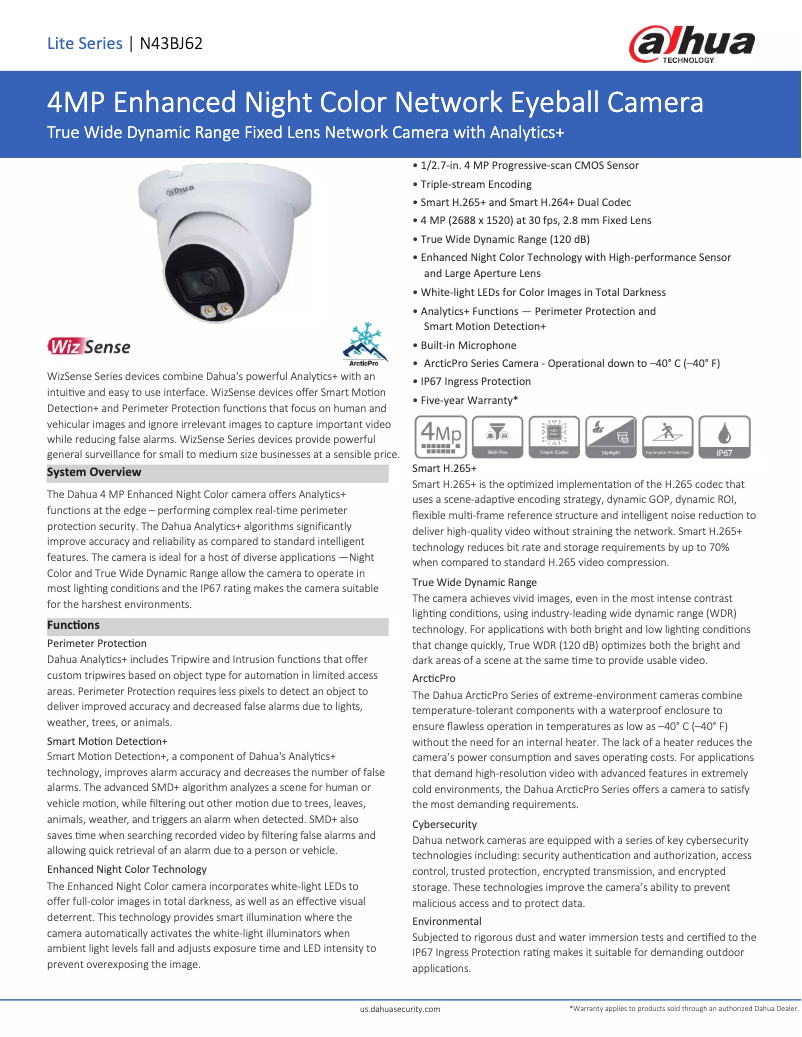Page n°1 - Fiche technique Dahua Technology N43BJ62