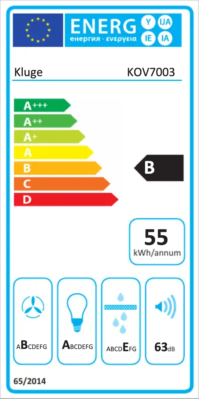 Page n°1 - Label énergétique Kluge KOV7003BLGH