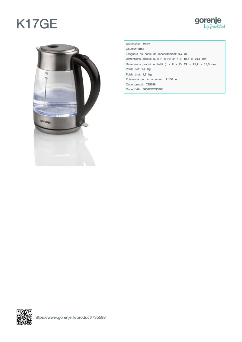 Image de la première page du manuel de l'appareil K17GE