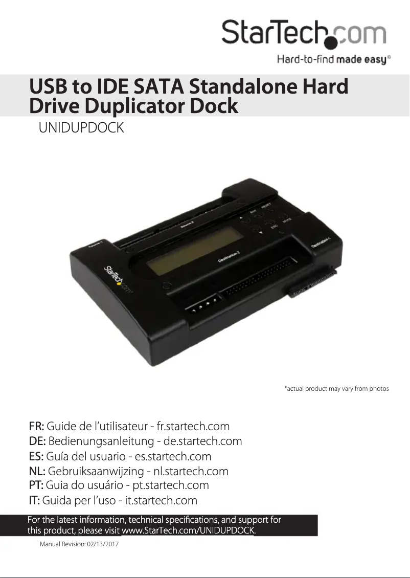 Image de la première page du manuel de l'appareil UNIDUPDOCK
