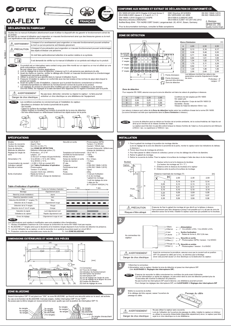 Page n°1 - Manuel utilisateur Optex OA-Flex T