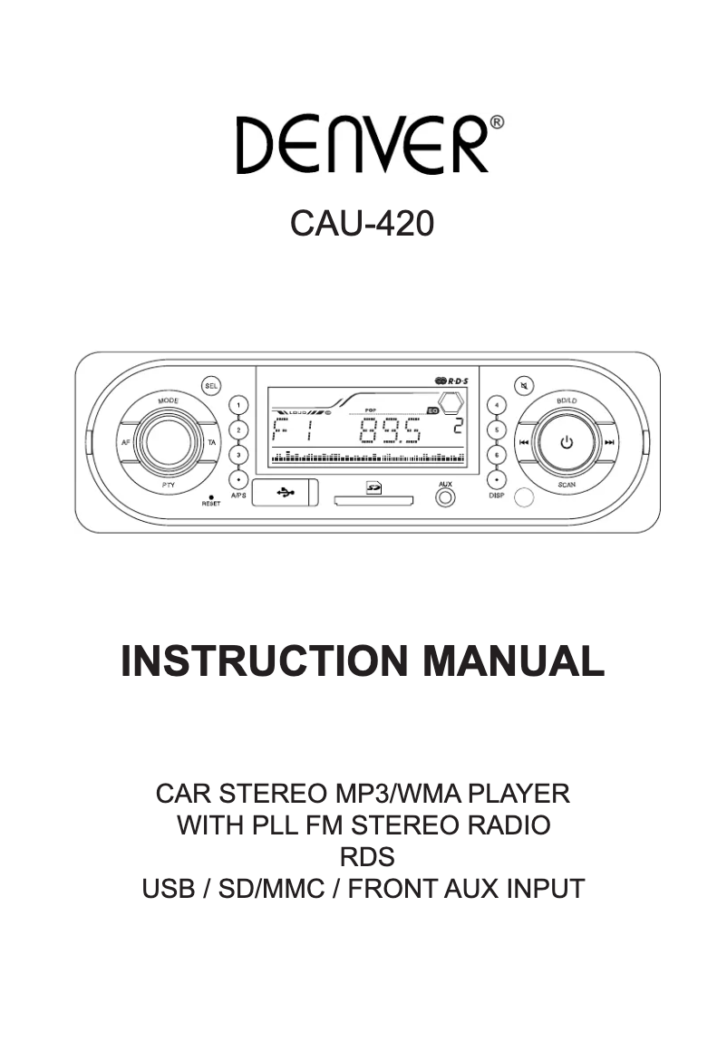 Page 1 de la notice Manuel utilisateur Denver CAU-420
