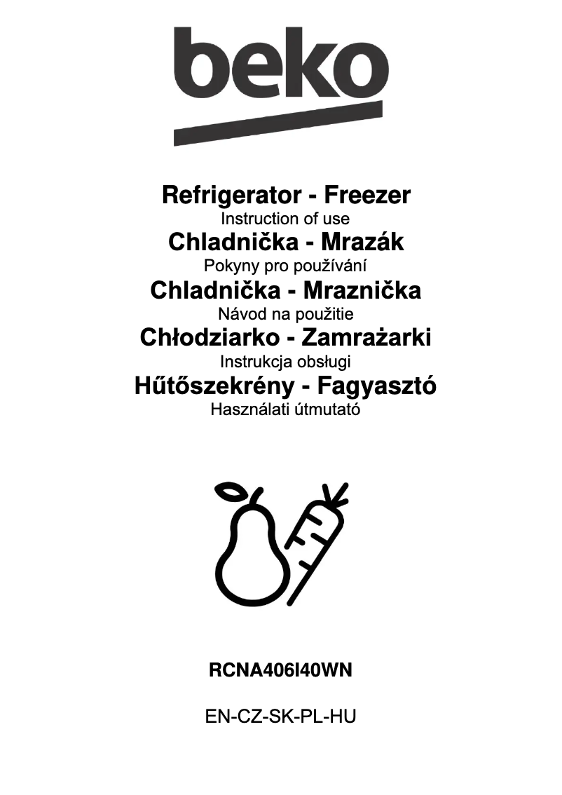 Page n°1 - Manuel utilisateur Beko RCNA406I40WN