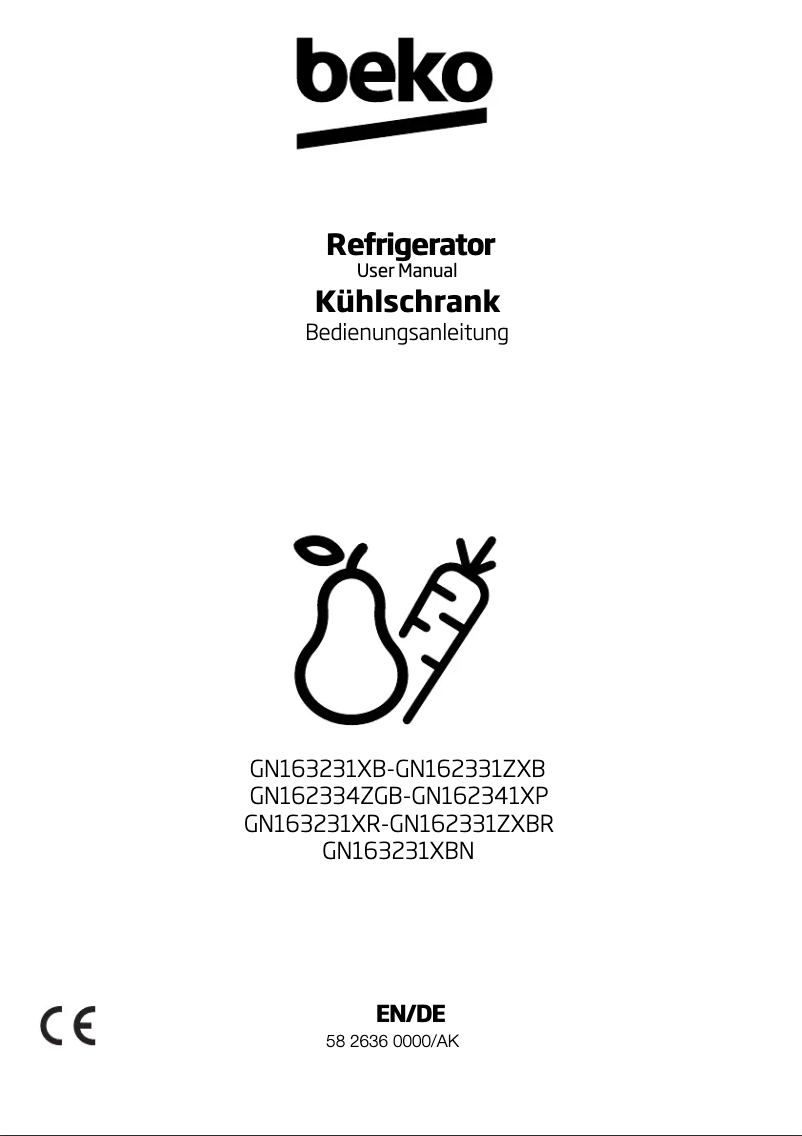Page 1 de la notice Manuel utilisateur Beko GN162334ZGB