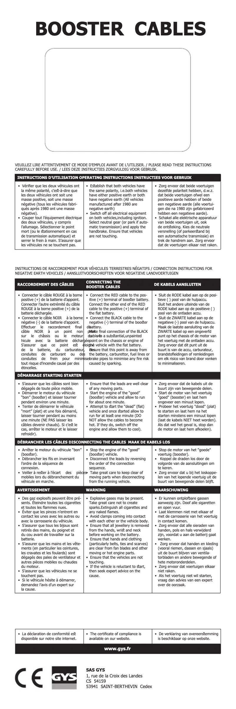 Imagen de la primera página del manual del dispositivo Jump Leads PRO 1000A