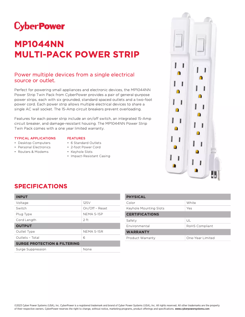 Page n°1 - Fiche technique CyberPower MP1044NN