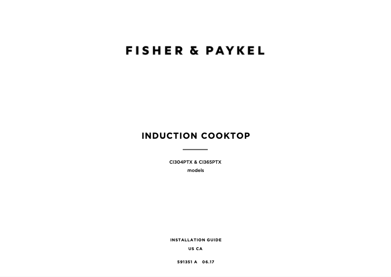 Página 1 del manual Guía de instalación Fisher & Paykel CI365PTX1