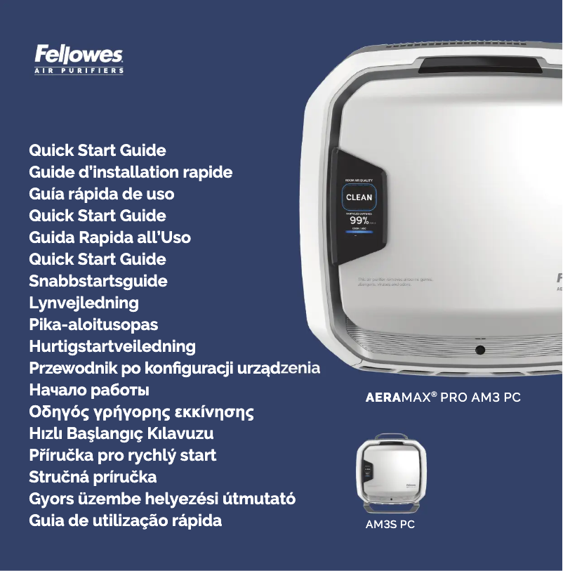 Page 1 of the manual Quick Start Guide Fellowes AeraMax Pro AM3S PC