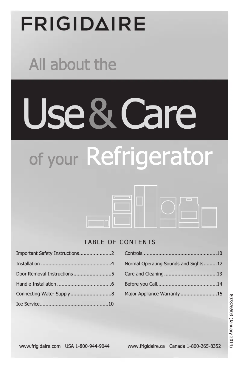 Page n°1 - Manuel utilisateur Frigidaire LGHT2137LE