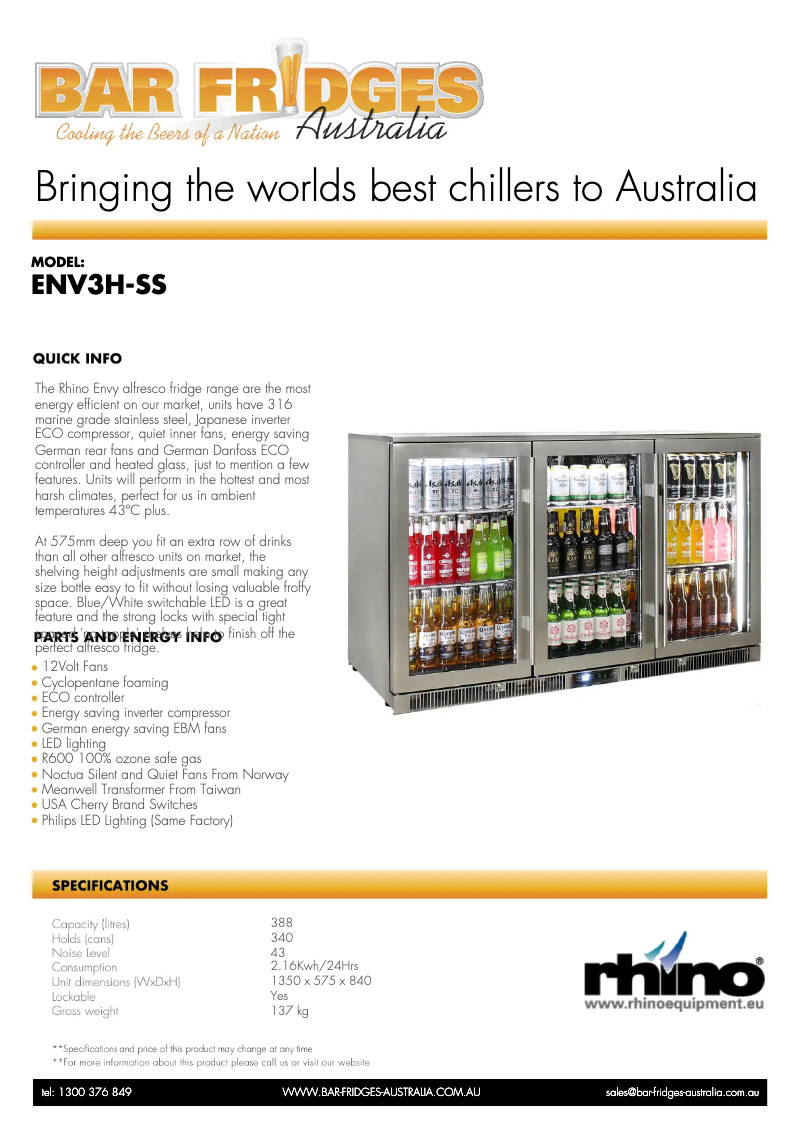 Page n°1 - Fiche technique Rhino ENV3H-SS