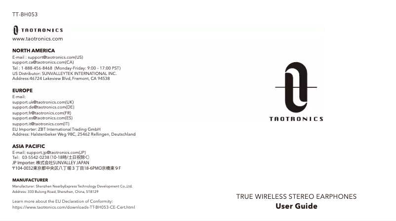 Image de la première page du manuel de l'appareil TT-BH053