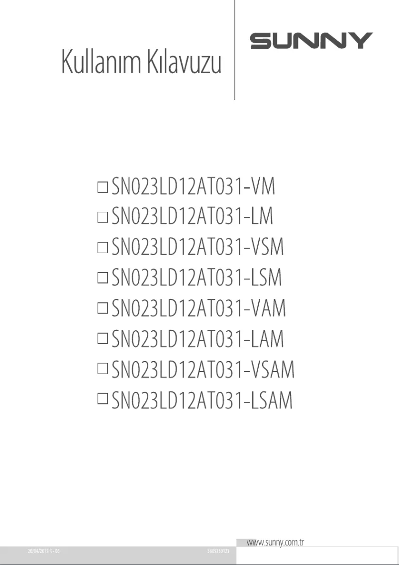 Page 1 de la notice Manuel utilisateur Sunny SN023LD12AT031-VSAM