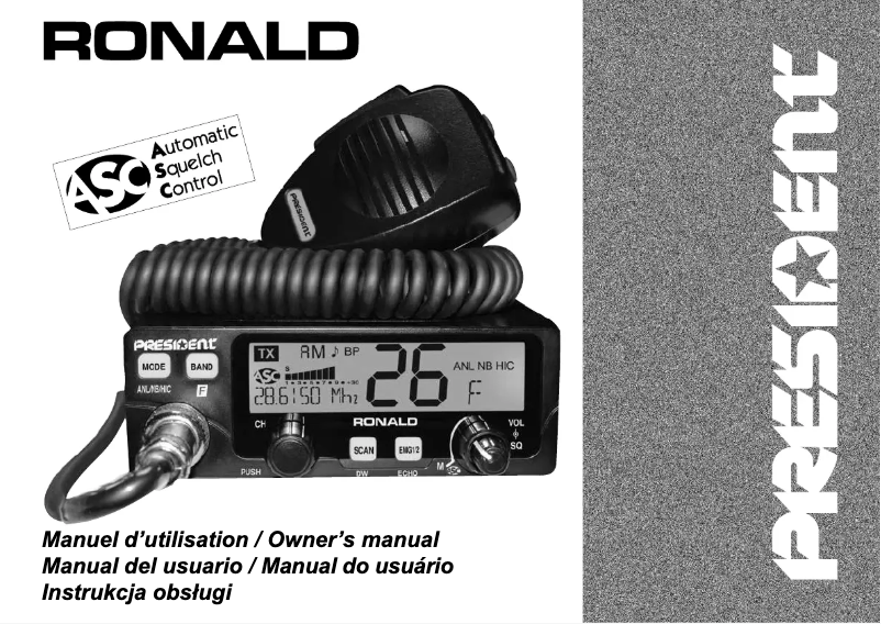 Page 1 de la notice Manuel utilisateur President Ronald