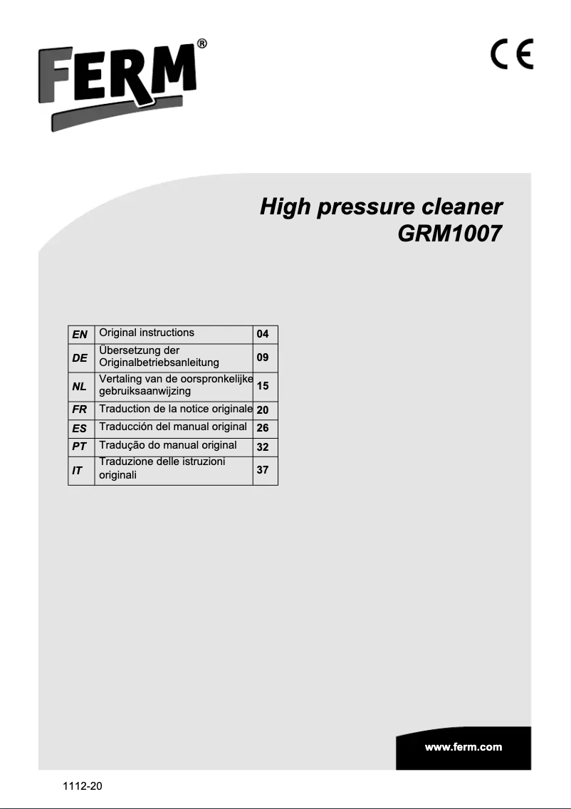 Page n°1 - Manuel utilisateur Ferm GRM1007