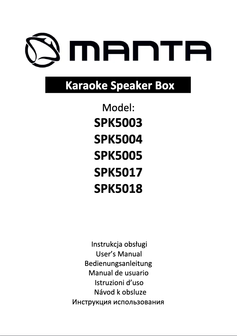 Page n°1 - Manuel utilisateur Manta SPK5300