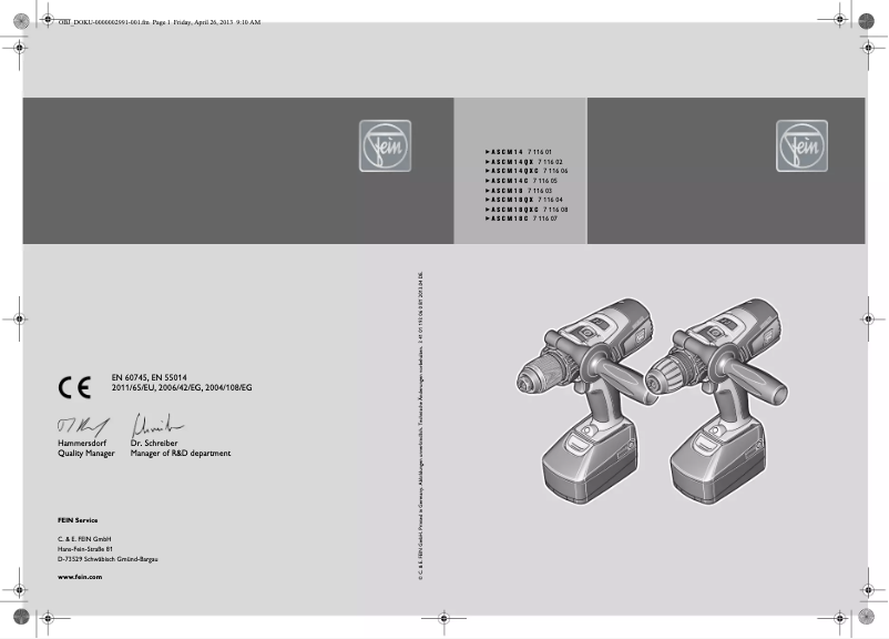 Page n°1 - Manuel utilisateur Fein ASCM 18 QX