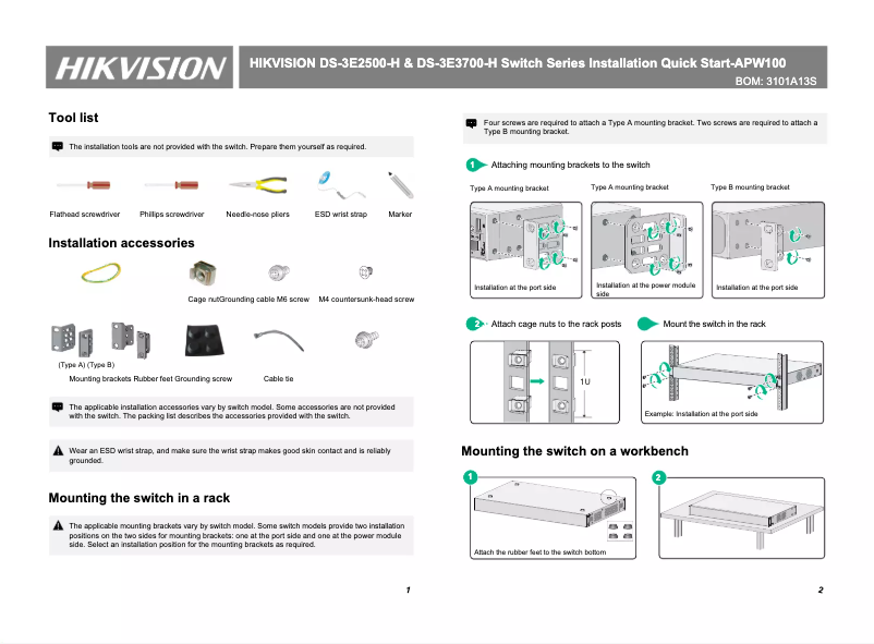 Page 1 de la notice Manuel utilisateur Hikvision DS-3E2528-H