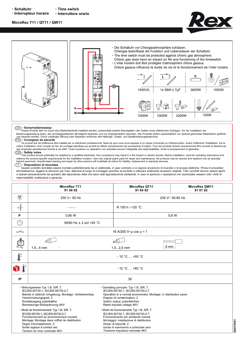 Page n°1 - Manuel utilisateur Rex 910402
