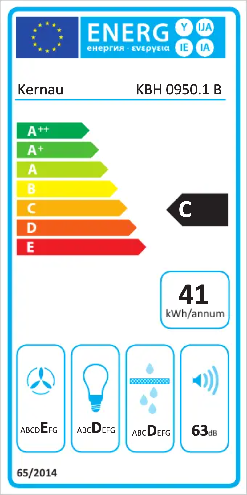 Page n°1 - Label énergétique Kernau KBH 0950.1 W