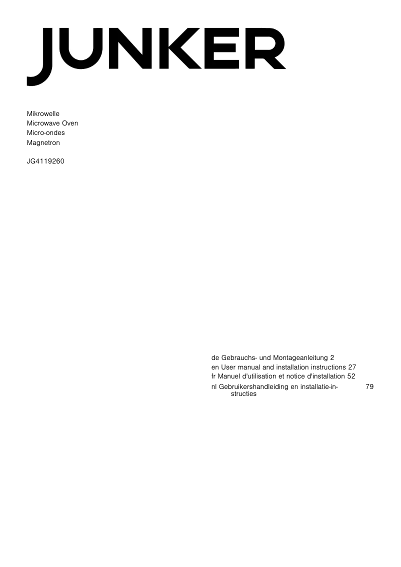 Image de la première page du manuel de l'appareil JG4119260