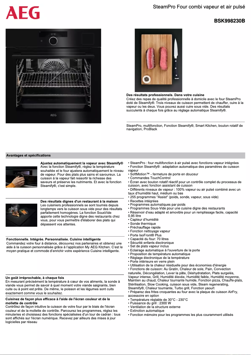 Page 1 de la notice Fiche technique AEG BSK998230B