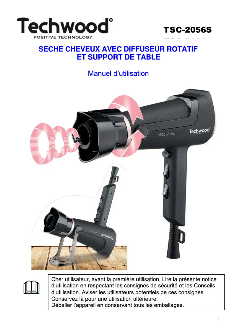 Page n°1 - Manuel utilisateur Techwood TSC-2255