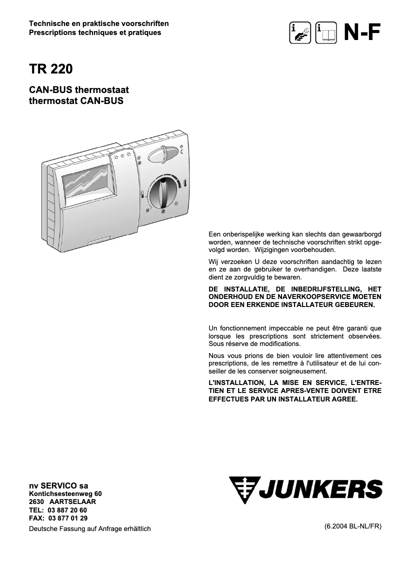 Image de la première page du manuel de l'appareil TR 220 CAN-BUS