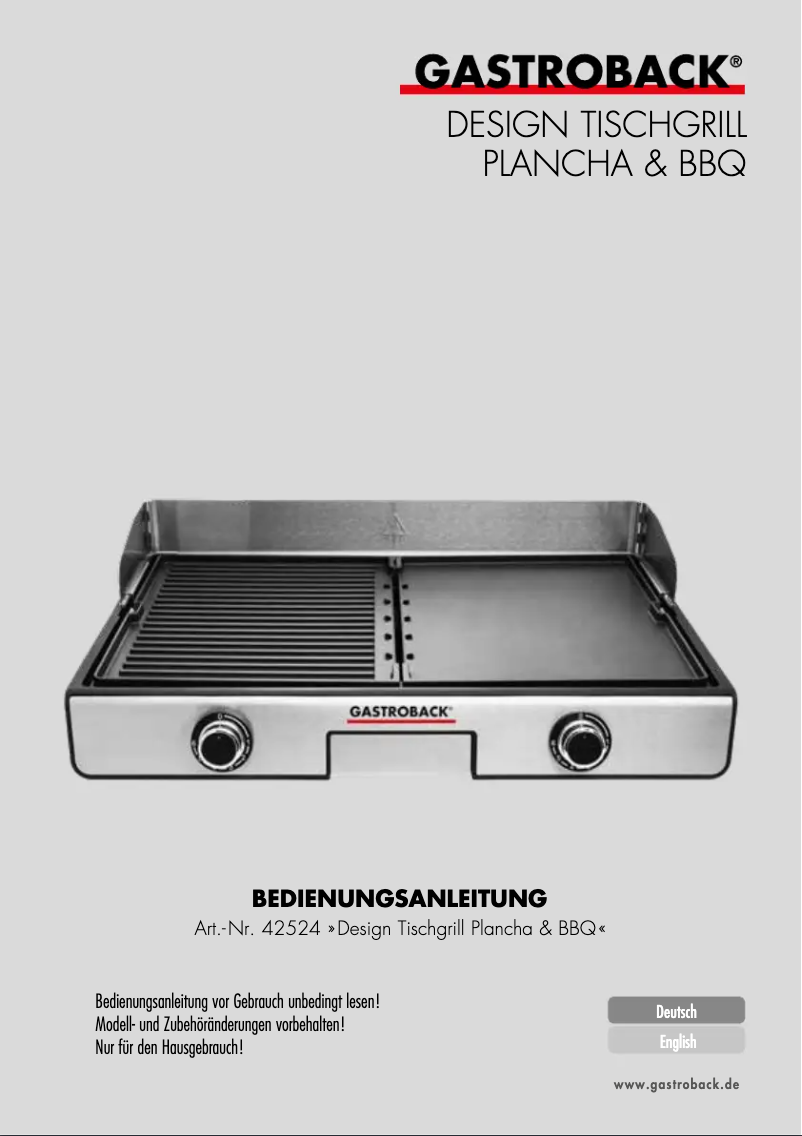 Image de la première page du manuel de l'appareil Plancha & BBQ 42524