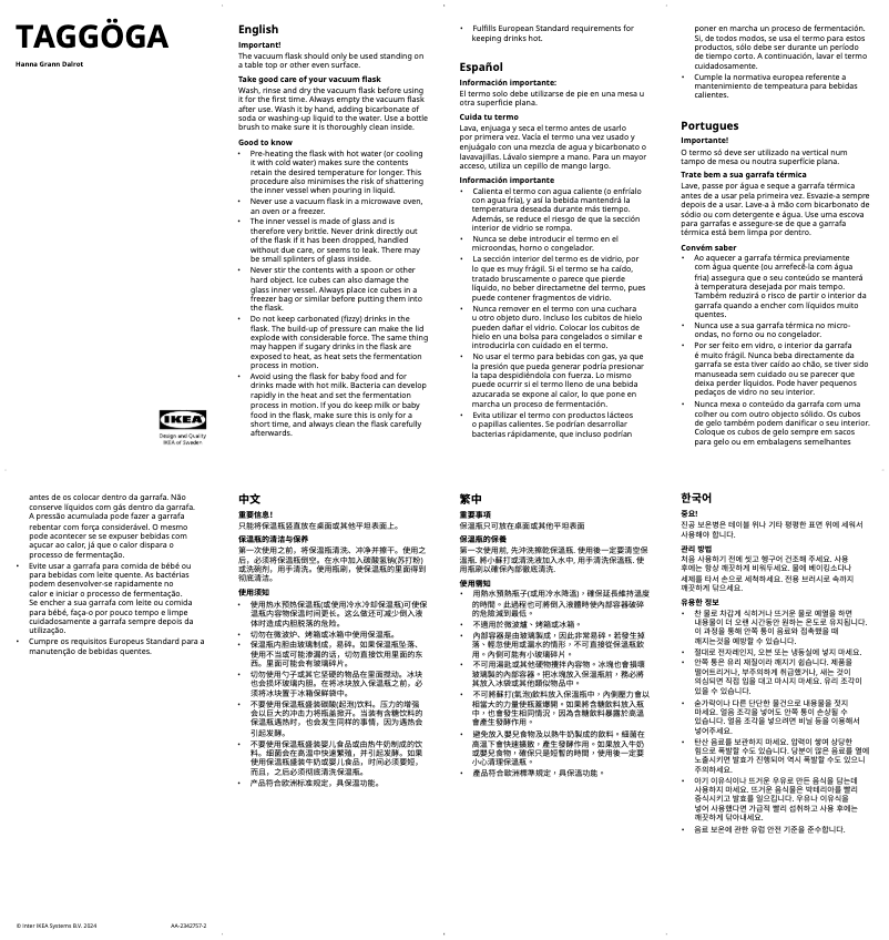 Image de la première page du manuel de l'appareil TAGGÖGA 905.413.48