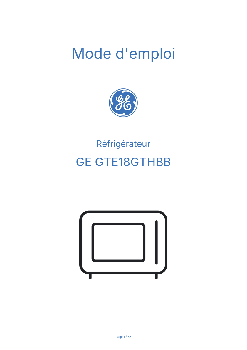 Page n°1 - Mode d'emploi GE GTE18GTHBB