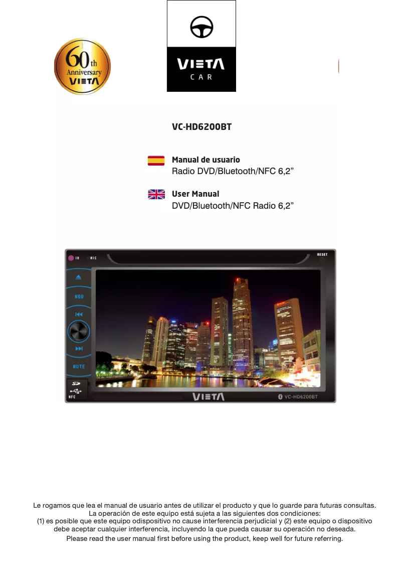 Page n°1 - Manuel utilisateur Vieta VC-HD6200BT