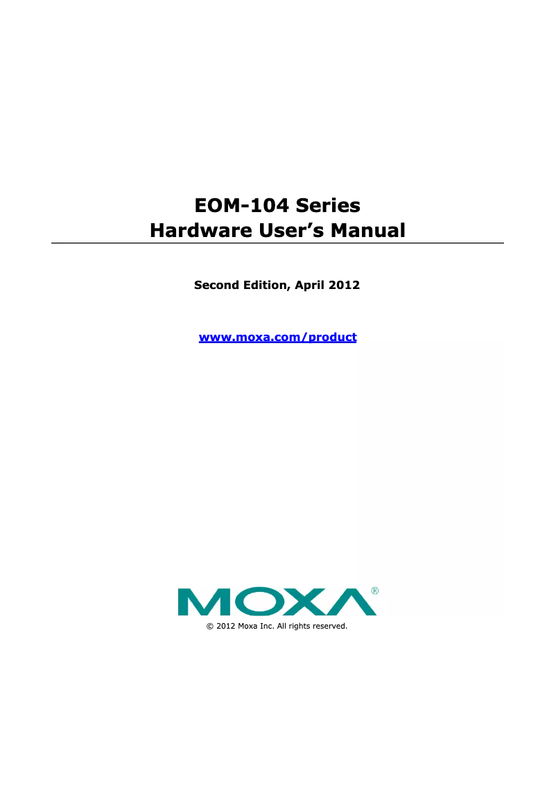 Page n°1 - Manuel utilisateur Moxa EOM-104-FO