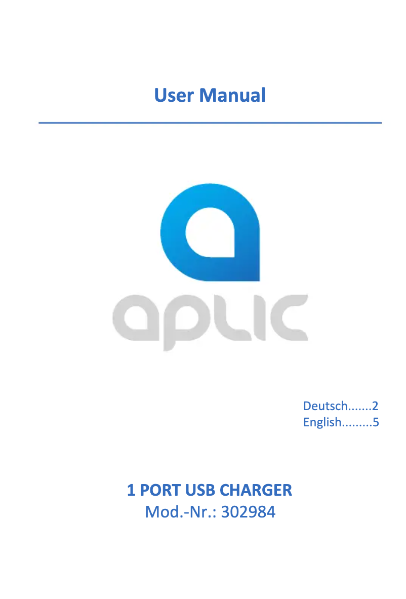 Page n°1 - Manuel utilisateur Aplic 302984