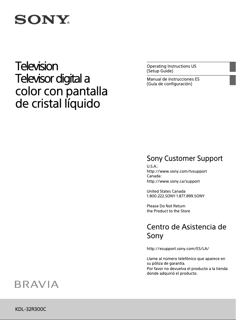Página 1 del manual Manual de usuario Sony Bravia KDL-32R300C