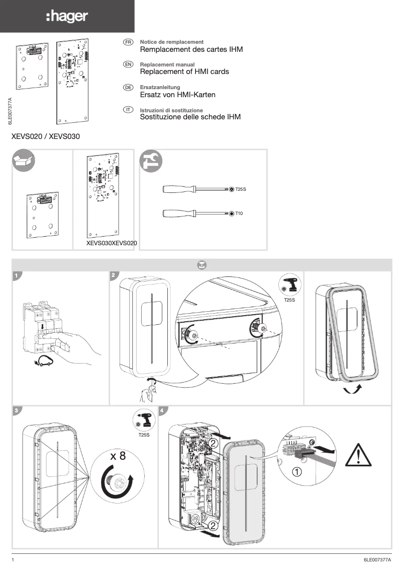 Page 1 of the manual Installation Guide Hager XEVS020