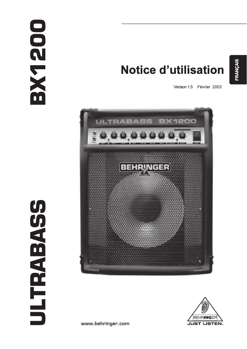 Página 1 del manual Manual de usuario Behringer Ultrabass BX1200