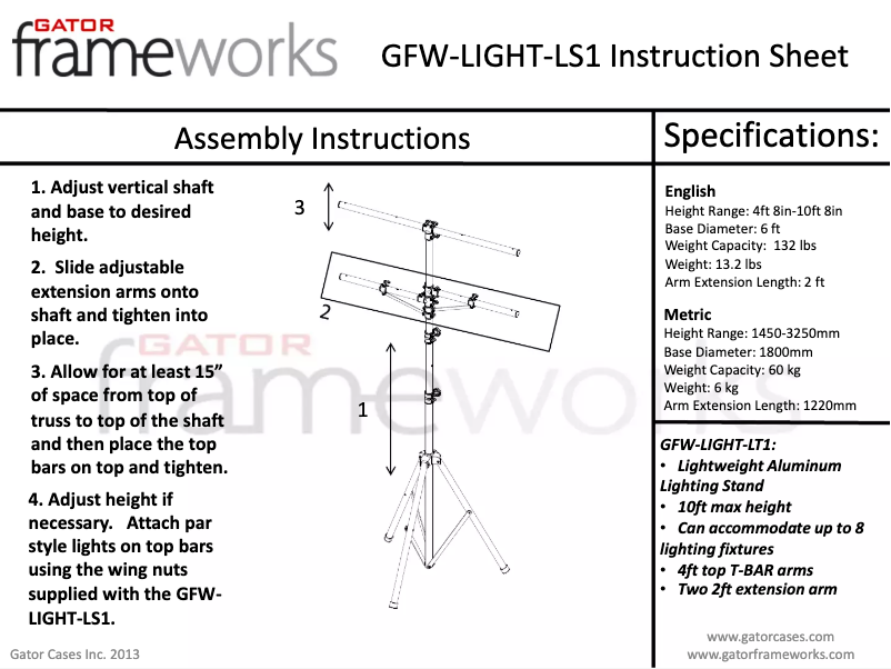 Image de la première page du manuel de l'appareil GFW-LIGHT-LS1