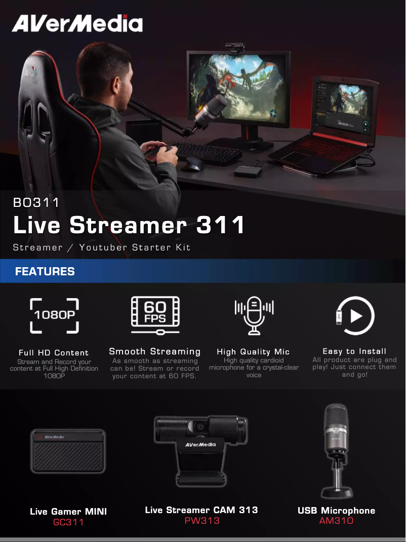 Page n°1 - Fiche technique AVerMedia Live Streamer MIC 350